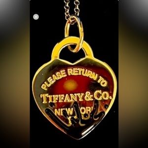Tiffany &Co rare black splash 925 Sterling heart 20” Tiffany 925Ag necklace New?